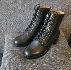 Madewell The Julien Lace Up Lugsole Boots Women sz 5.5 Combat Style Leather